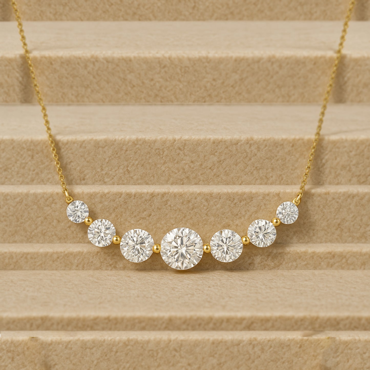 Seven Stone Bar Chain Necklace