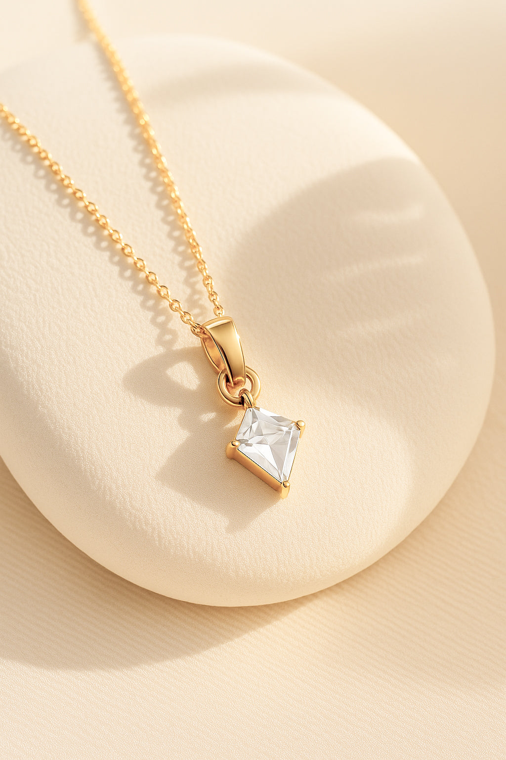 Kite Cut Solitaire Necklace – CZ | 18K Gold Plated