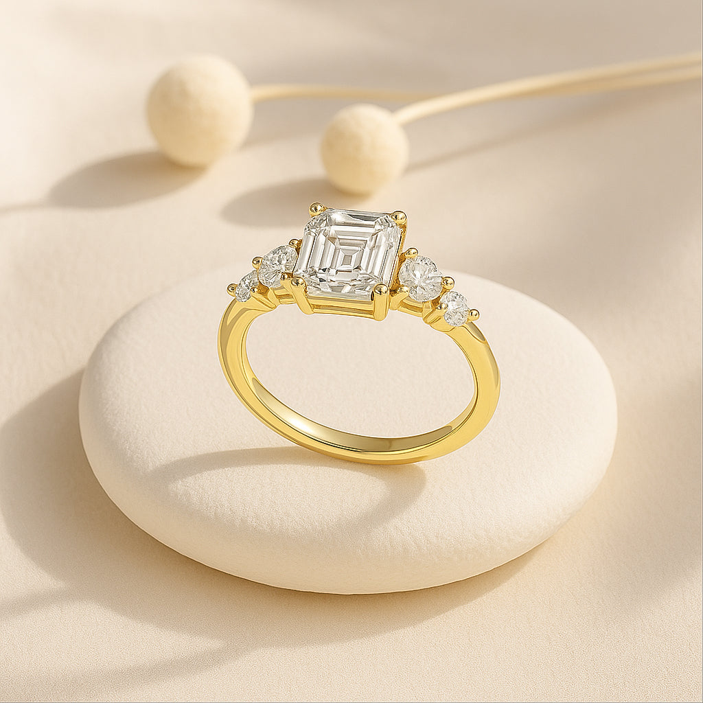 Asscher-Cut CZ Statement Ring | 18K Gold Plated