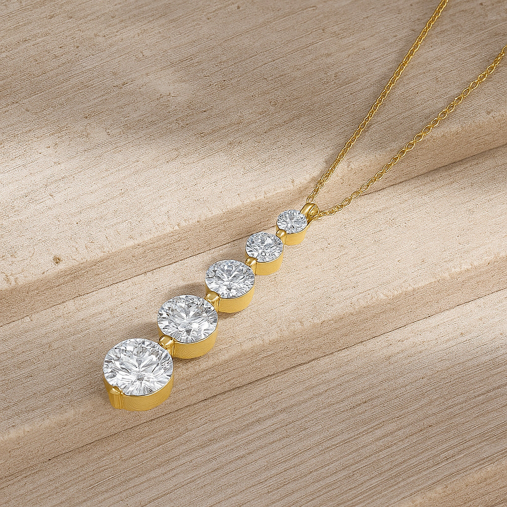 Elegant Drop Diamond Necklace in 18K Gold-Plated CZ