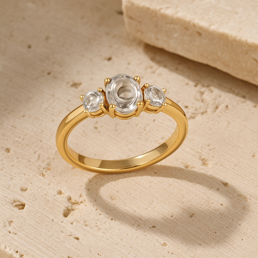 Triple CZ Stone Gold-Plated Ring