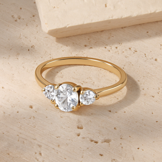 Triple CZ Stone Gold-Plated Ring