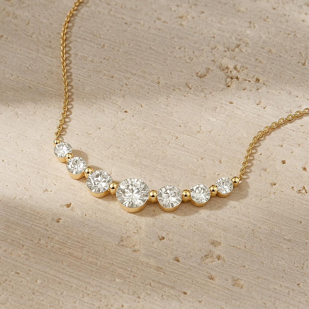 Seven Stone Bar Chain Necklace