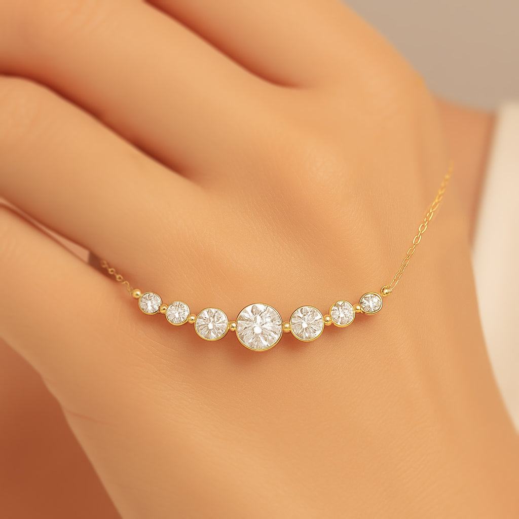 Seven Stone Bar Chain Necklace