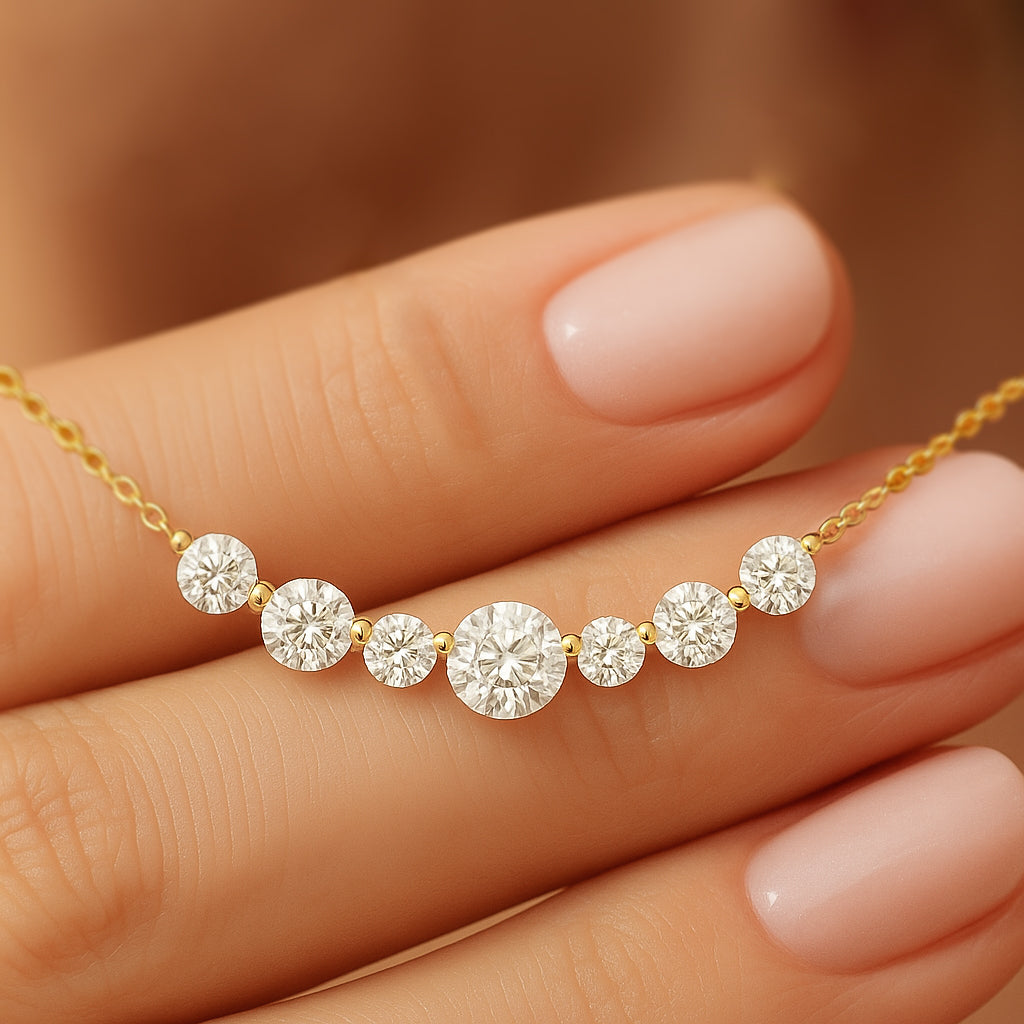 Seven Stone Bar Chain Necklace