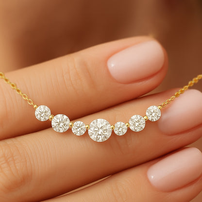 Seven Stone Bar Chain Necklace