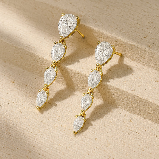 Pear Stone Stud and Drop Earring