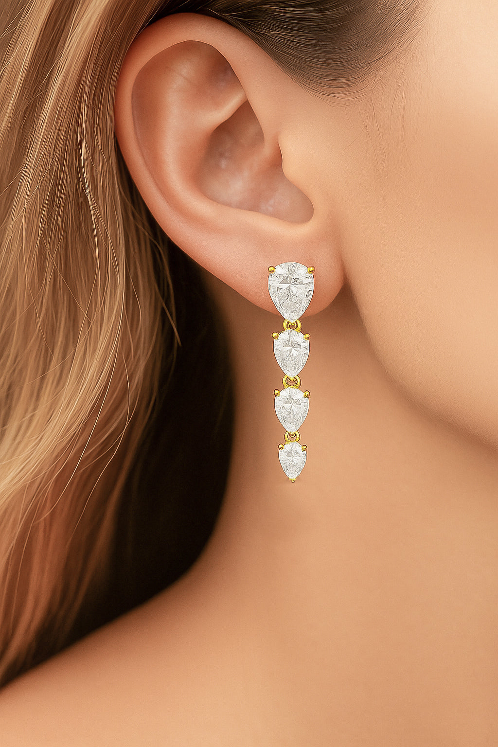 Pear Stone Stud and Drop Earring