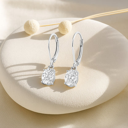 The Oval Stone Drop Earrings – Sterling Silver