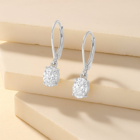 The Oval Stone Drop Earrings – Sterling Silver
