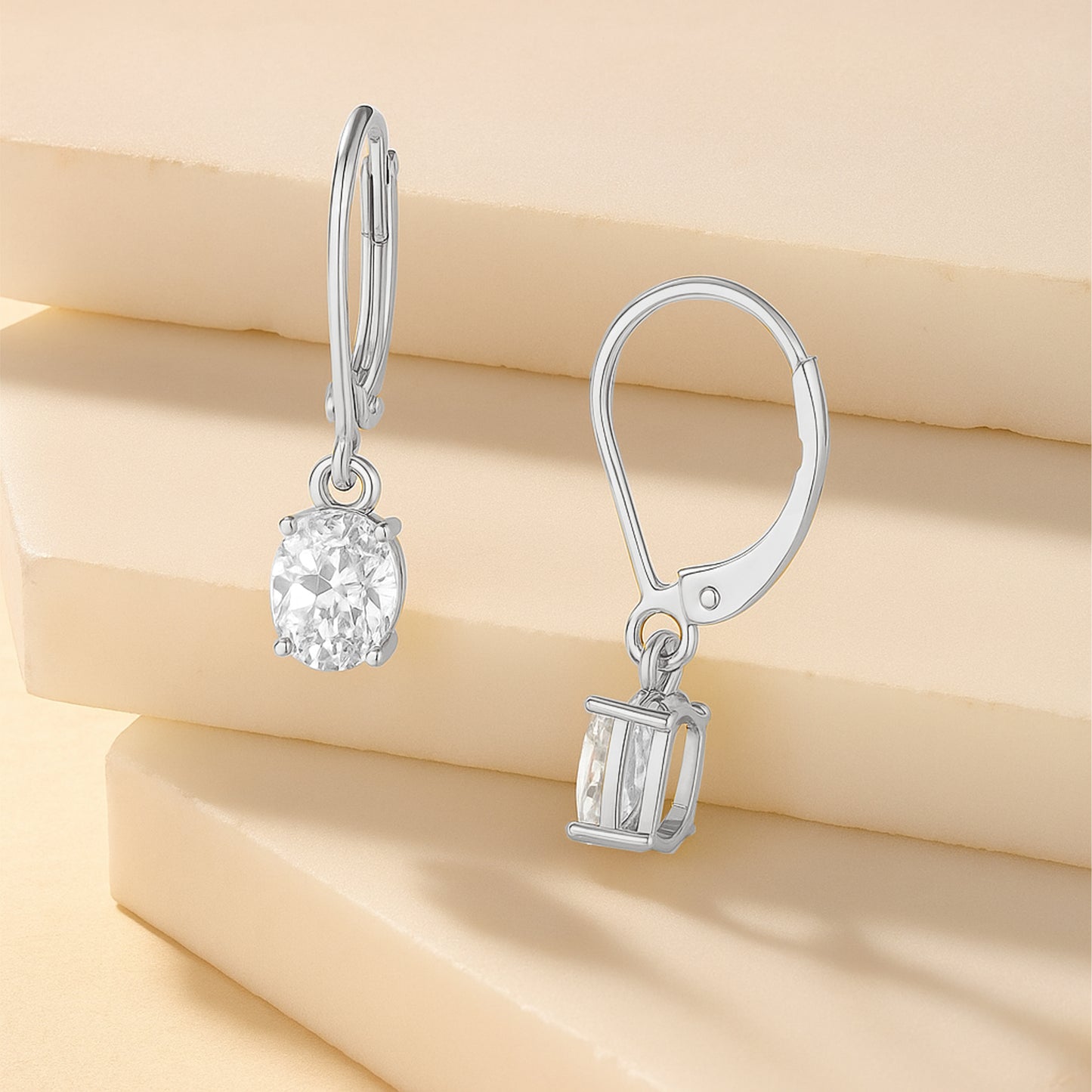 The Oval Stone Drop Earrings – Sterling Silver