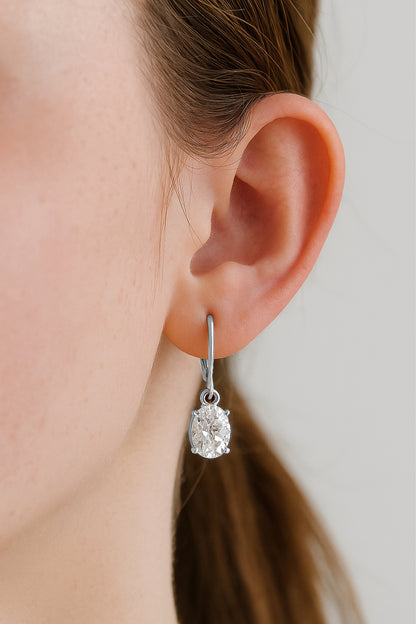 The Oval Stone Drop Earrings – Sterling Silver