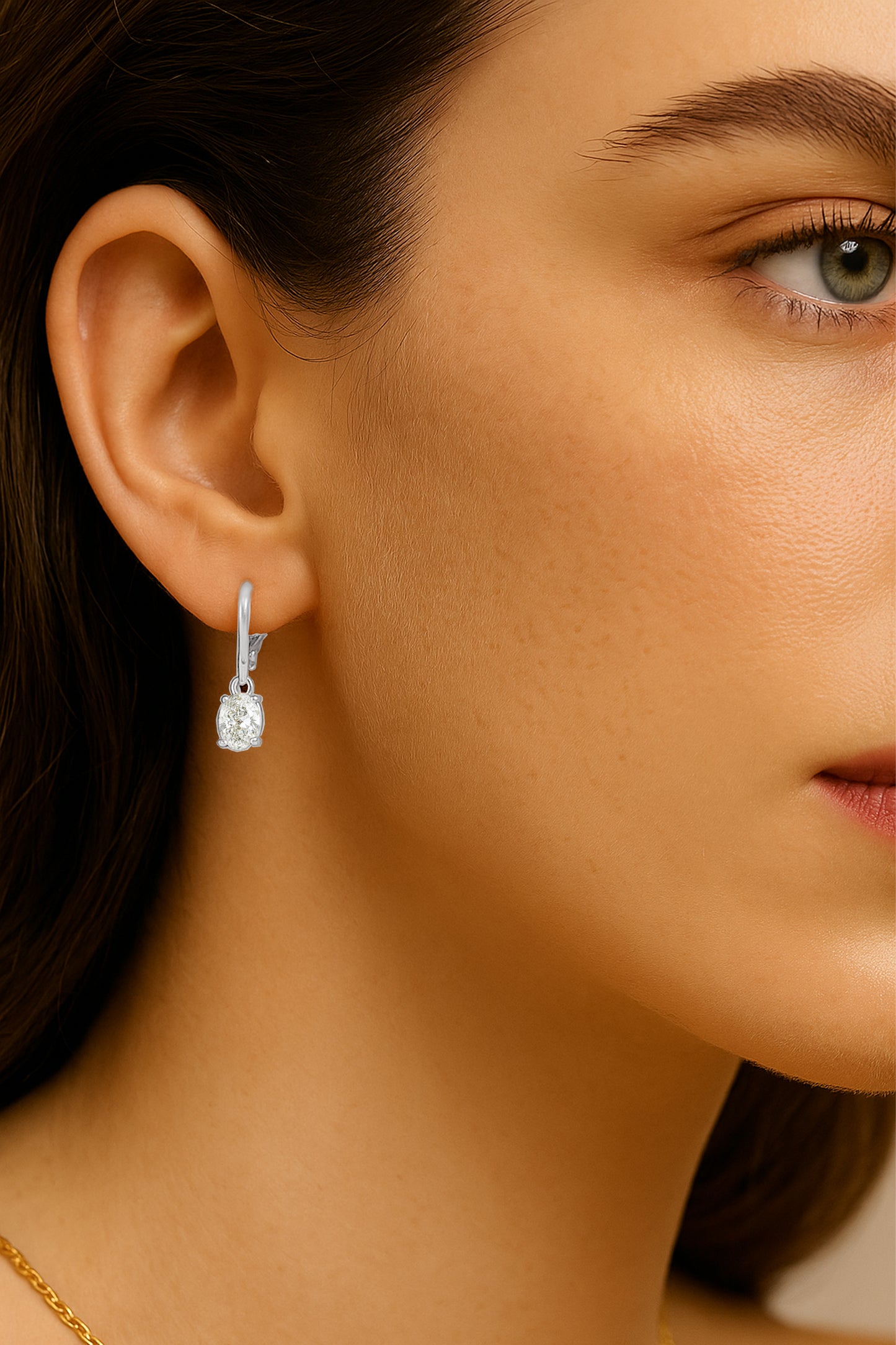 The Oval Stone Drop Earrings – Sterling Silver