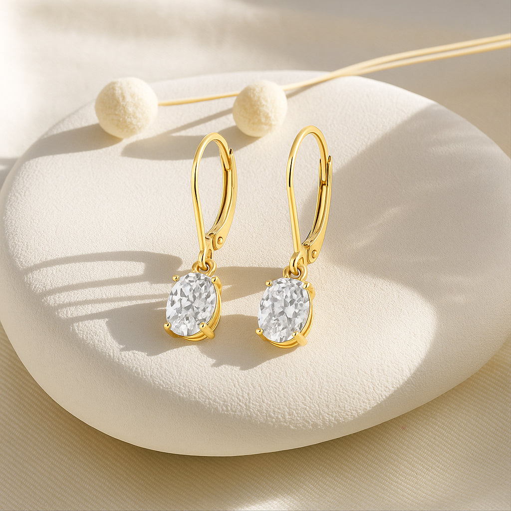 The Oval Stone Drop Earrings