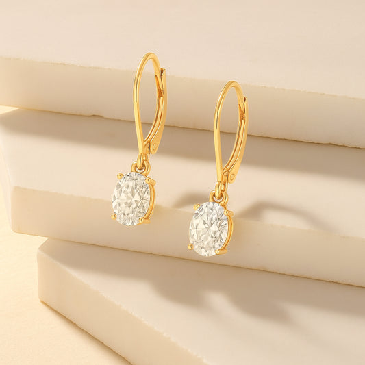 The Oval Stone Drop Earrings
