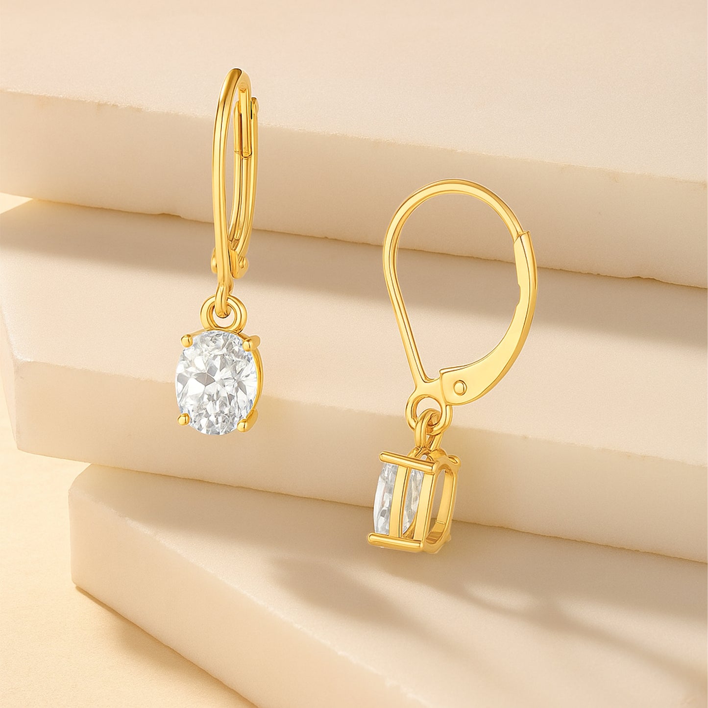 The Oval Stone Drop Earrings