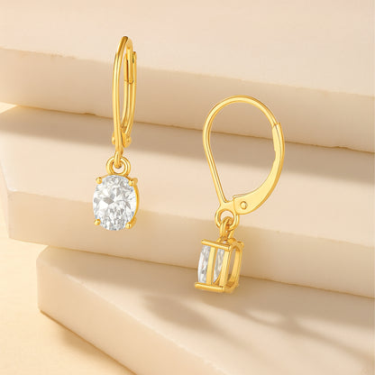 The Oval Stone Drop Earrings