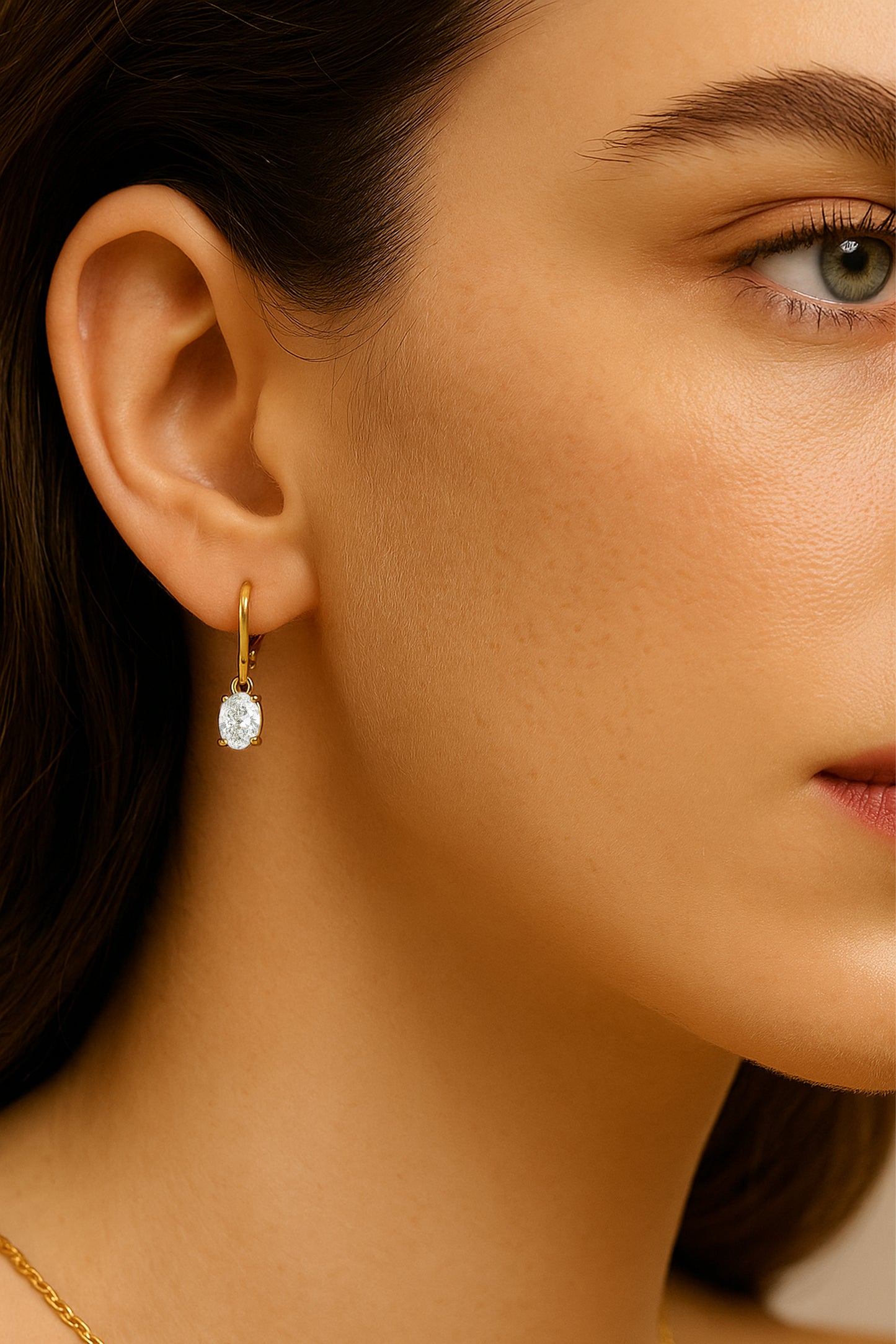 The Oval Stone Drop Earrings