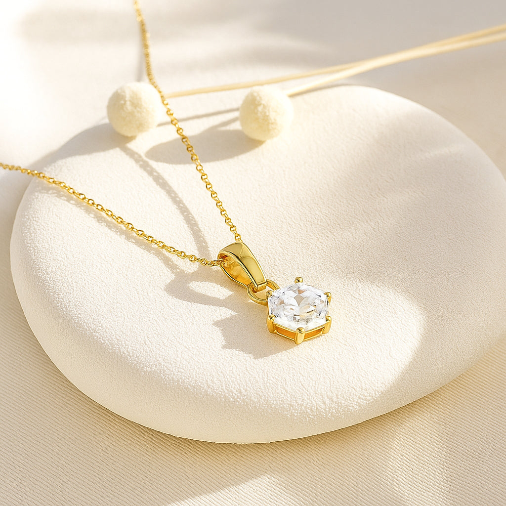 The Hexagon Solitaire Spark Necklace