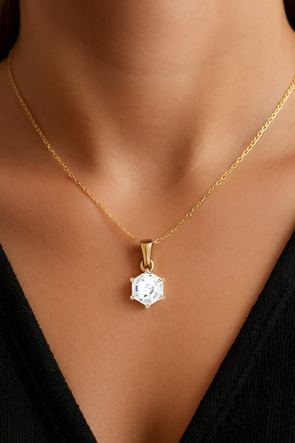 The Hexagon Solitaire Spark Necklace