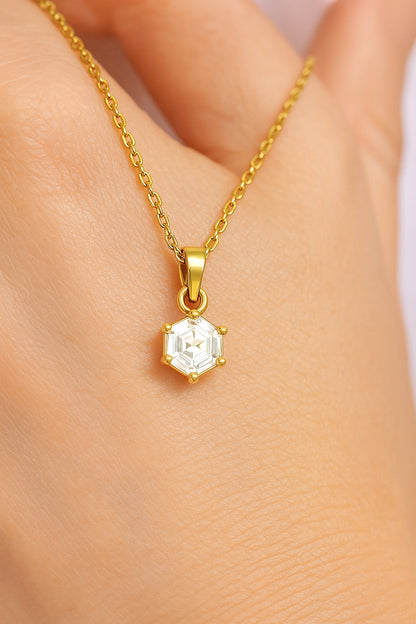 The Hexagon Solitaire Spark Necklace