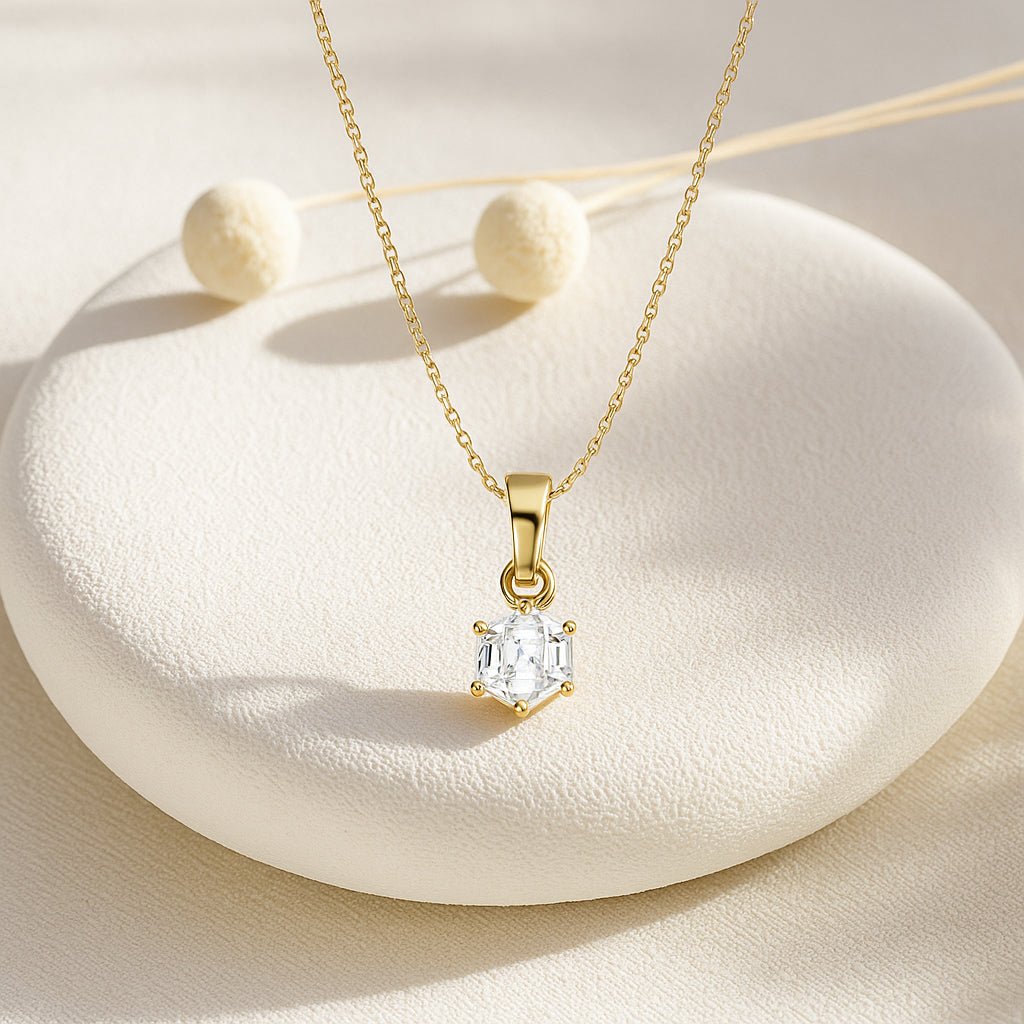 The Hexagon Solitaire Spark Necklace