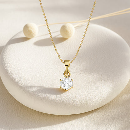 The Hexagon Solitaire Spark Necklace