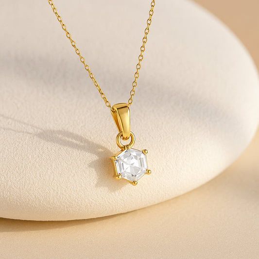 The Hexagon Solitaire Spark Necklace