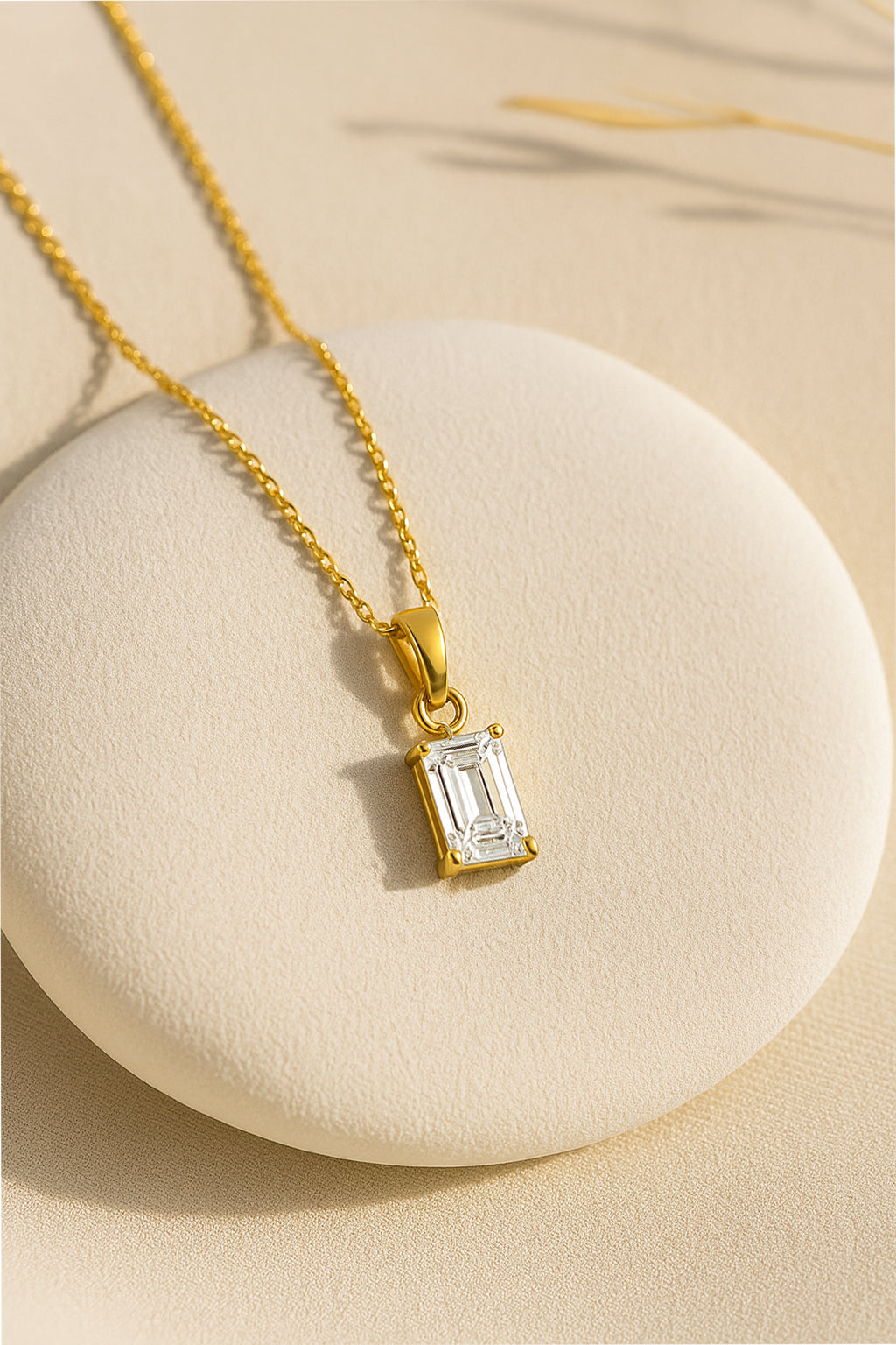 Emerald Cut Solitaire Necklace – CZ | 18K Gold Plated