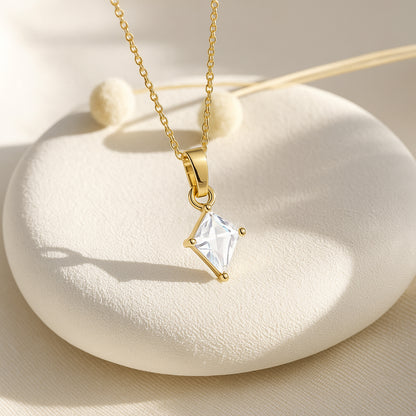 Kite Cut Solitaire Necklace  – CZ | 18K Gold Plated