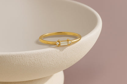 Mini Baguette Trio Ring | 18K Gold Plated CZ