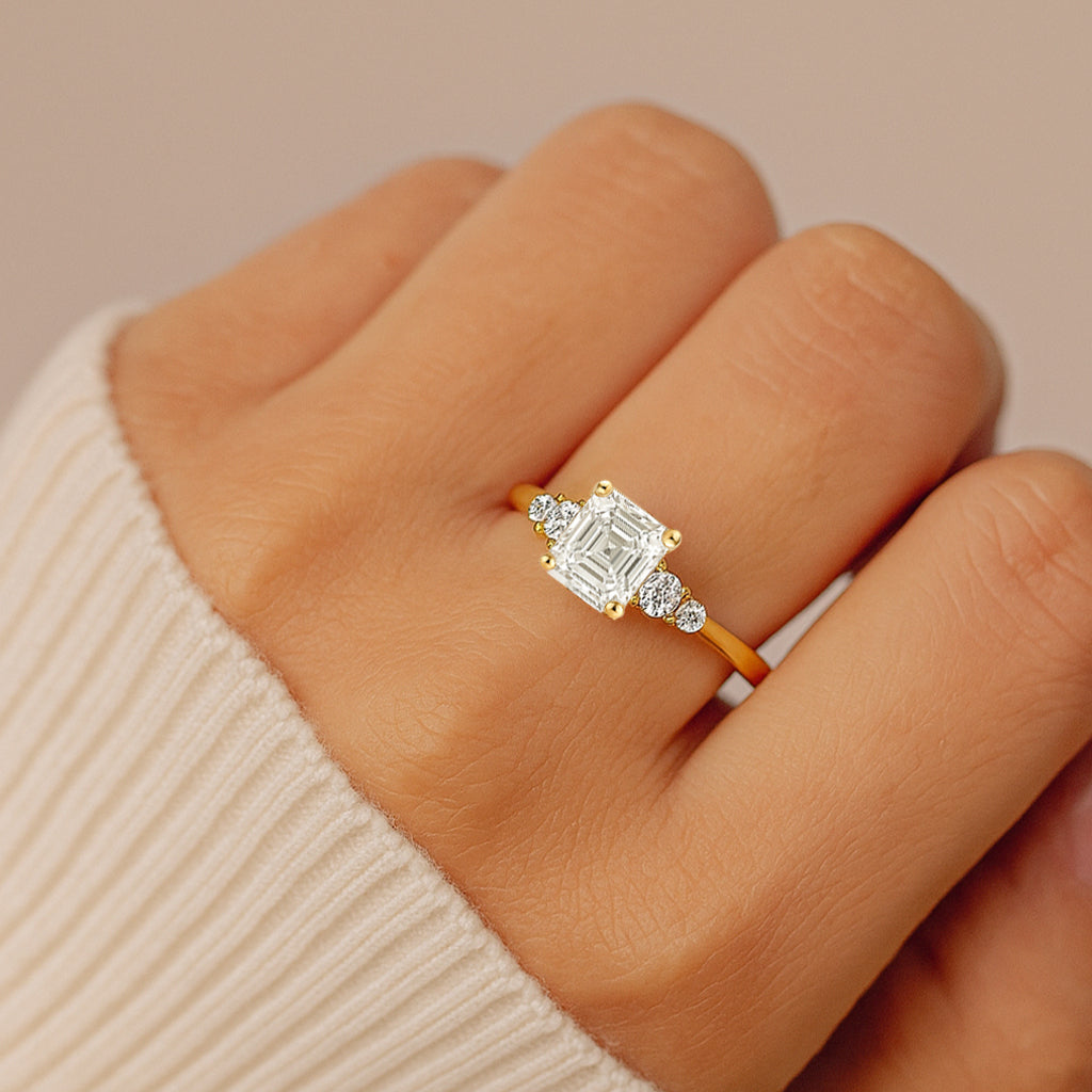 Asscher-Cut CZ Statement Ring | 18K Gold Plated