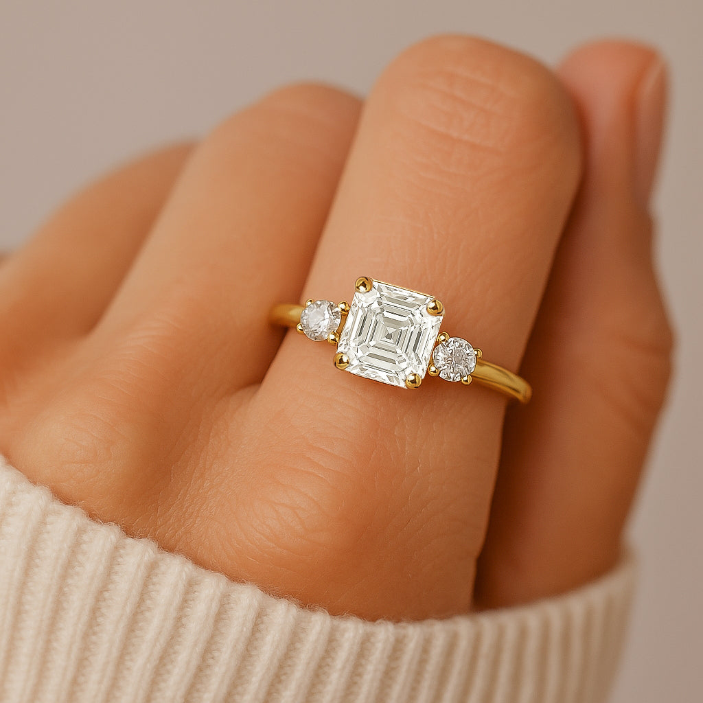 Asscher-Cut CZ Statement Ring | 18K Gold Plated
