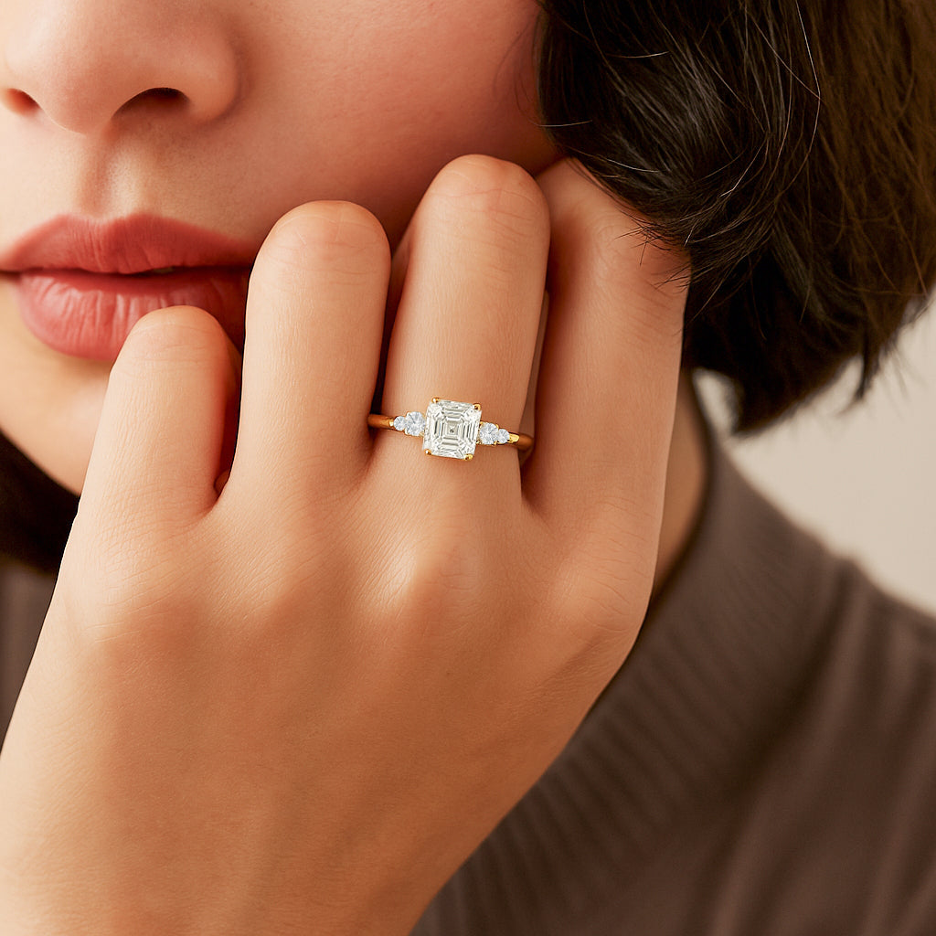 Asscher-Cut CZ Statement Ring | 18K Gold Plated