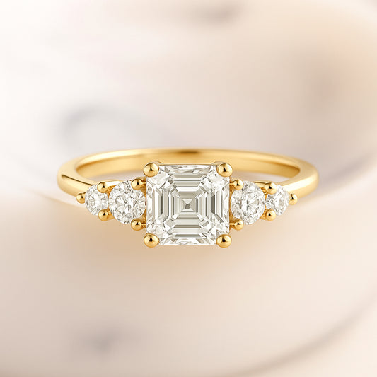 Asscher-Cut CZ Statement Ring | 18K Gold Plated
