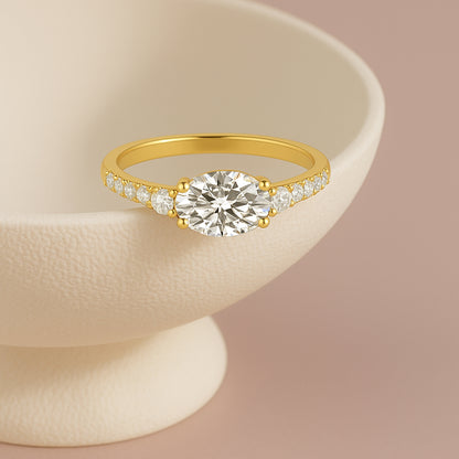 Elegant Oval-Cut CZ Engagement Ring in 18K Yellow Gold-Plated