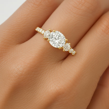 Elegant Oval-Cut CZ Engagement Ring in 18K Yellow Gold-Plated