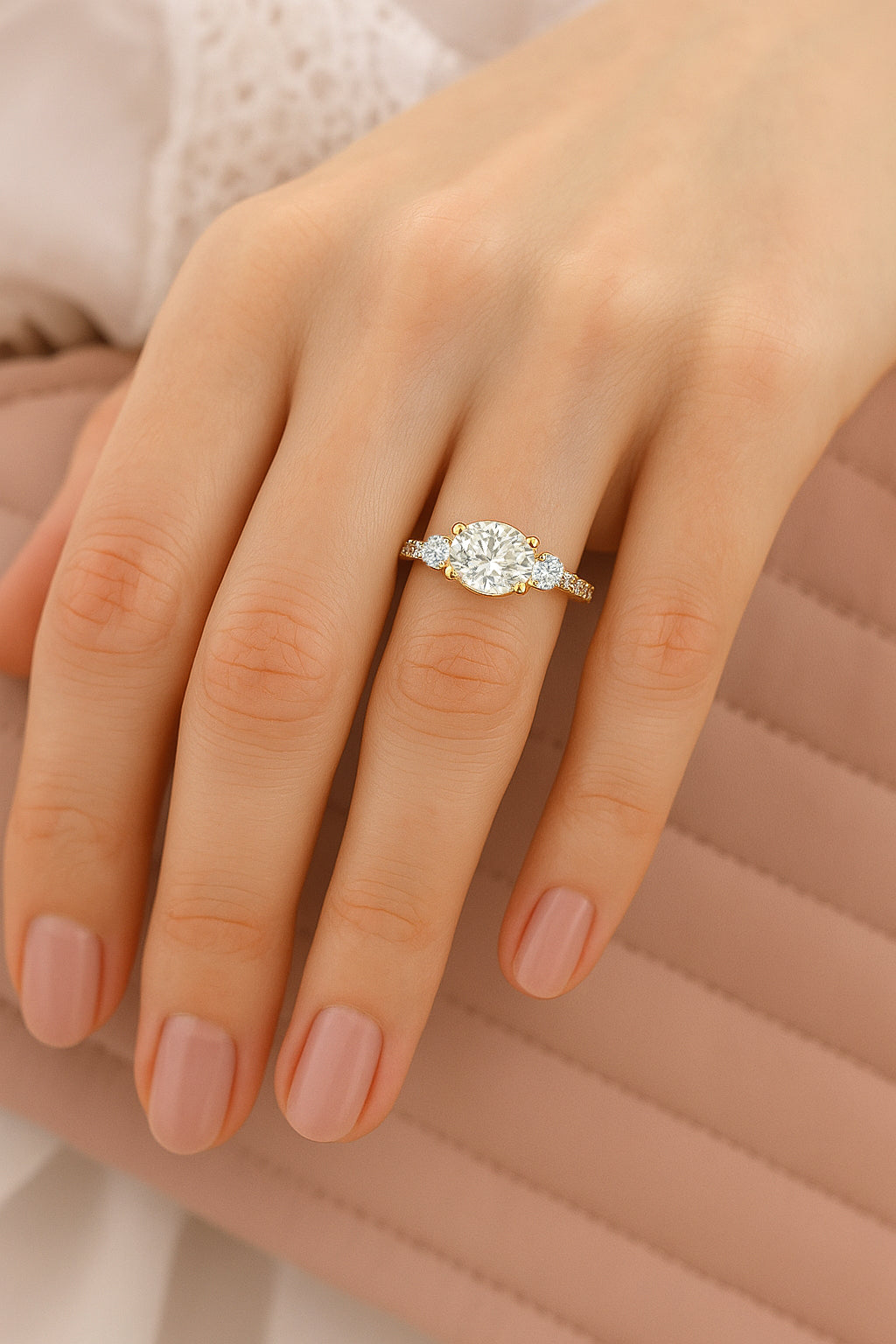 Elegant Oval-Cut CZ Engagement Ring in 18K Yellow Gold-Plated