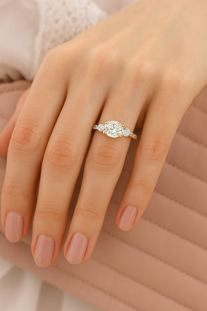 Elegant Oval-Cut CZ Engagement Ring in 18K Yellow Gold-Plated