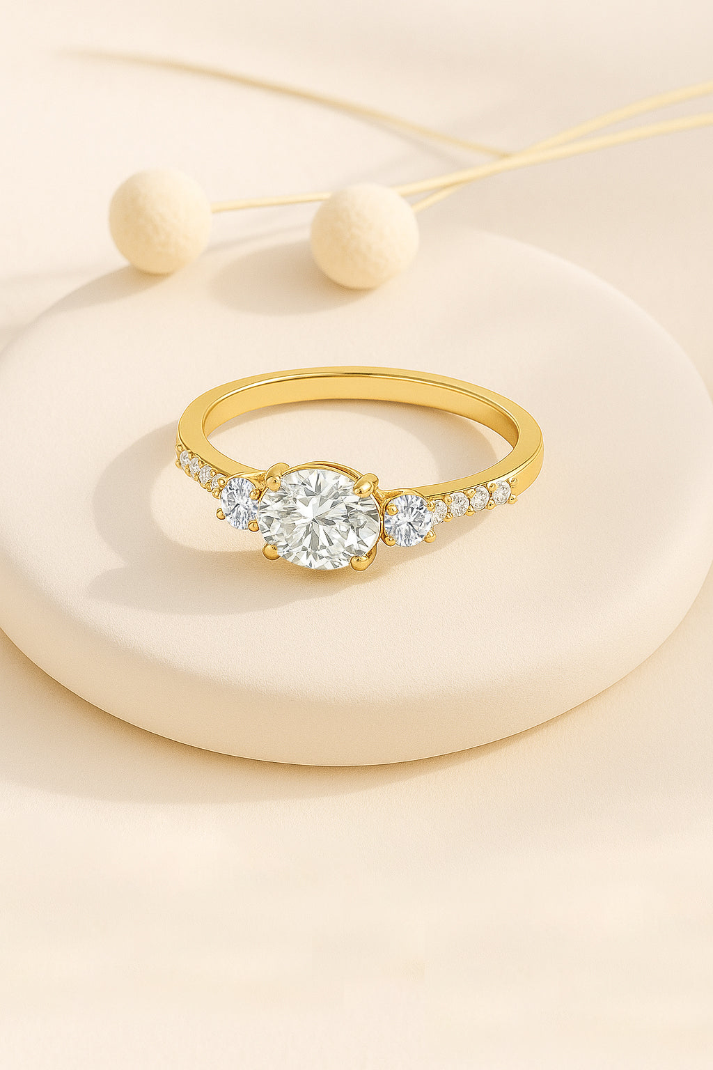 Elegant Oval-Cut CZ Engagement Ring in 18K Yellow Gold-Plated
