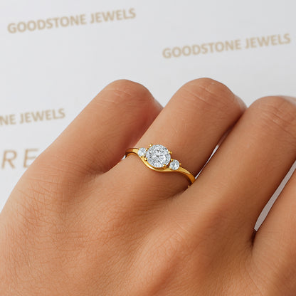 Elegant 3-Stone Oval CZ Ring in 18K Yellow Gold-Plated Setting