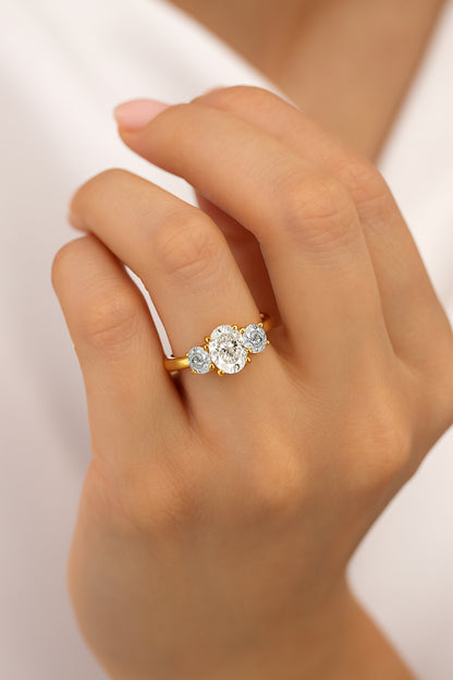 Trio of Elegance Three-Stone Engagement Ring - 18K Gold-Plated CZ