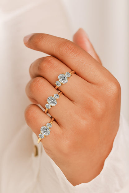 Trio of Elegance Three-Stone Engagement Ring - 18K Gold-Plated CZ