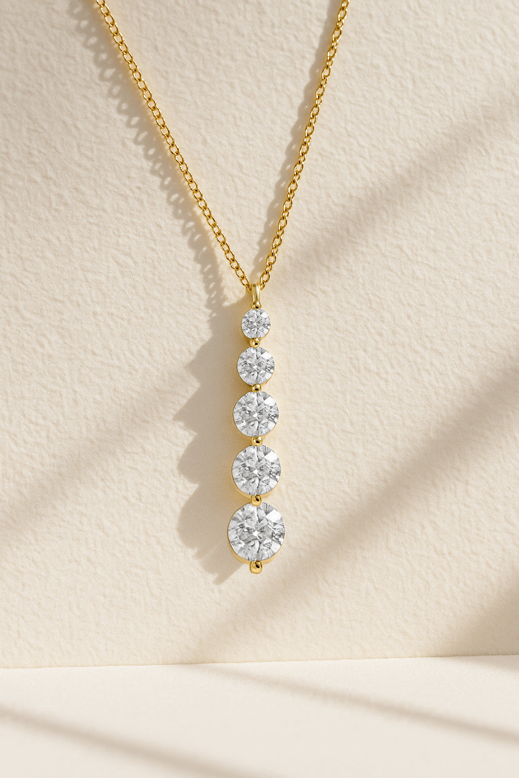 Elegant Drop Diamond Necklace in 18K Gold-Plated CZ