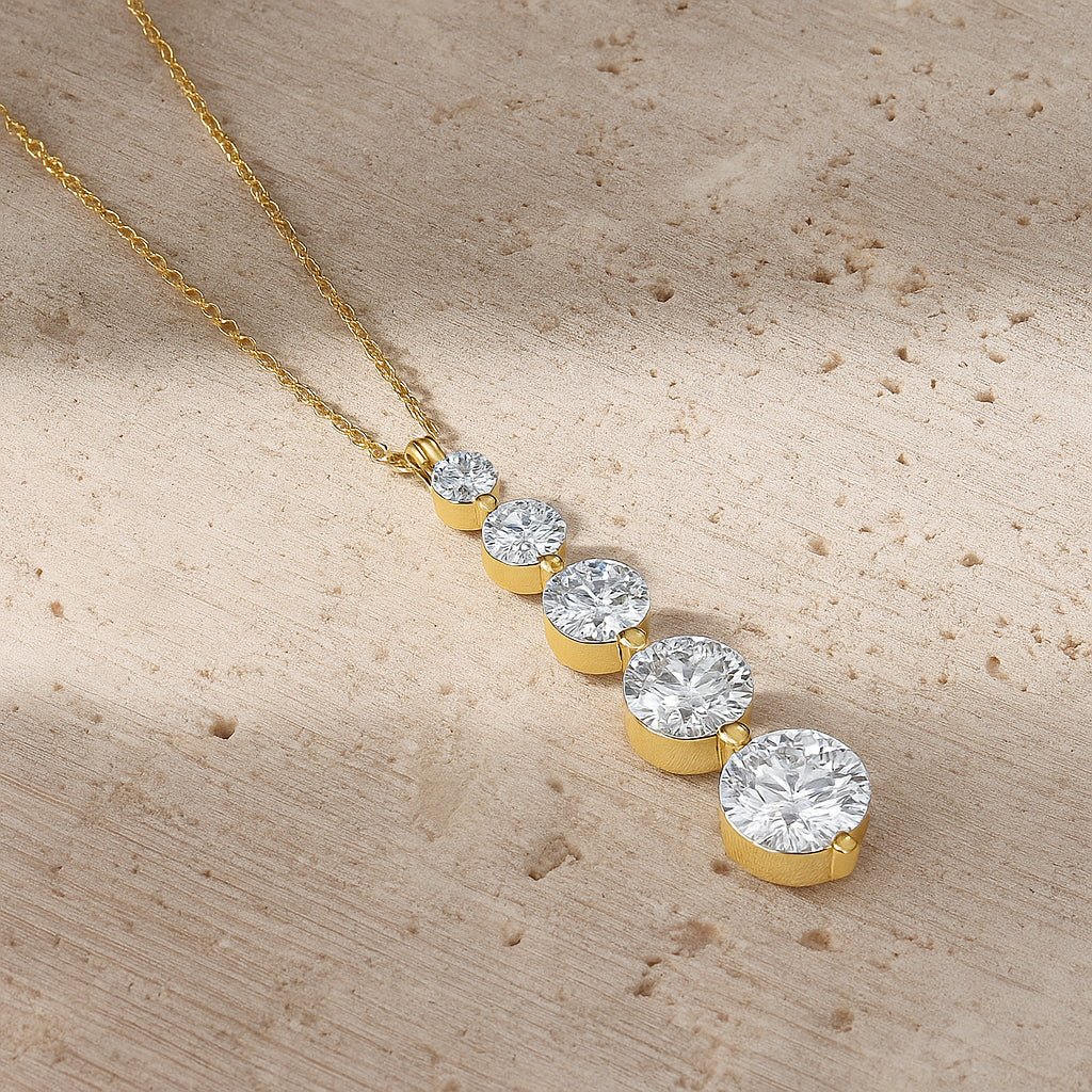 Elegant Drop Diamond Necklace in 18K Gold-Plated CZ