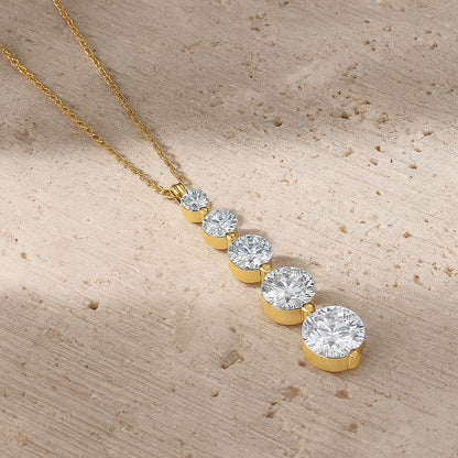 Elegant Drop Diamond Necklace in 18K Gold-Plated CZ