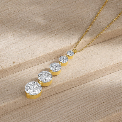 Elegant Drop Diamond Necklace in 18K Gold-Plated CZ