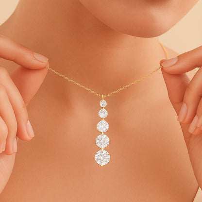 Elegant Drop Diamond Necklace in 18K Gold-Plated CZ