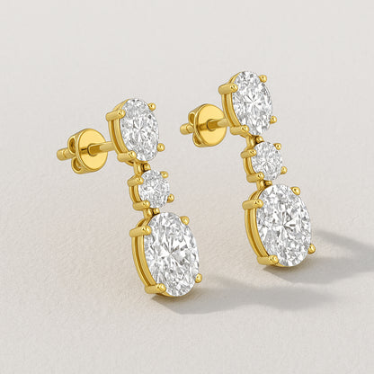 Elegant Oval CZ Drop Earrings in 18K Yellow Gold Plated