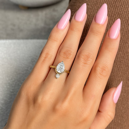 Elegant Teardrop CZ Ring in 18K Yellow Gold Plated